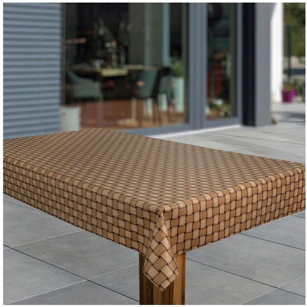 laro Tischdecke Wachstuch-Tischdecken Abwaschbar Rattan Braun Beige rechteckig