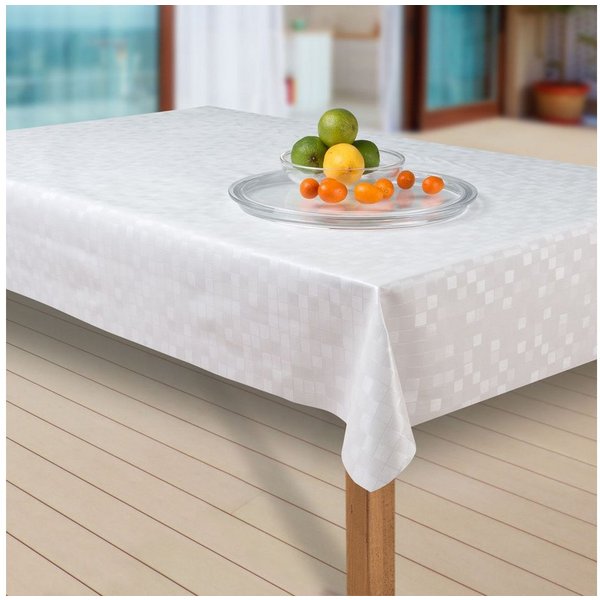 laro Tischdecke Wachstuch-Tischdecken Damask glanz weiss rechteckig