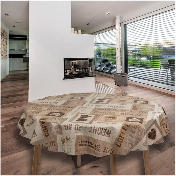 laro Tischdecke Wachstuch-Tischdecken Kaffee Herzen Rund 140cm