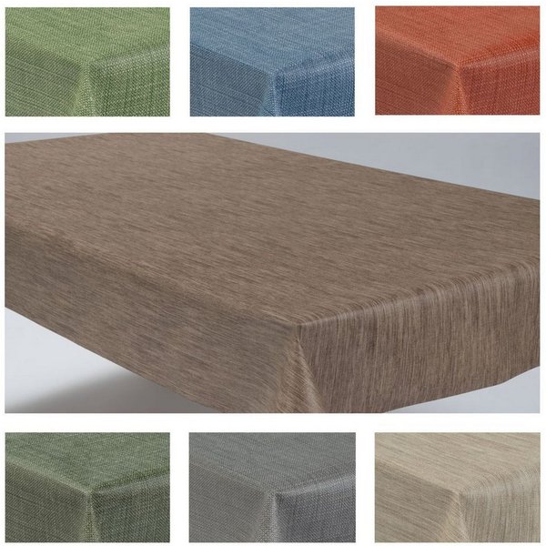 laro Tischdecke Wachstuchtischdecke Uni Leinen PVC Eckig