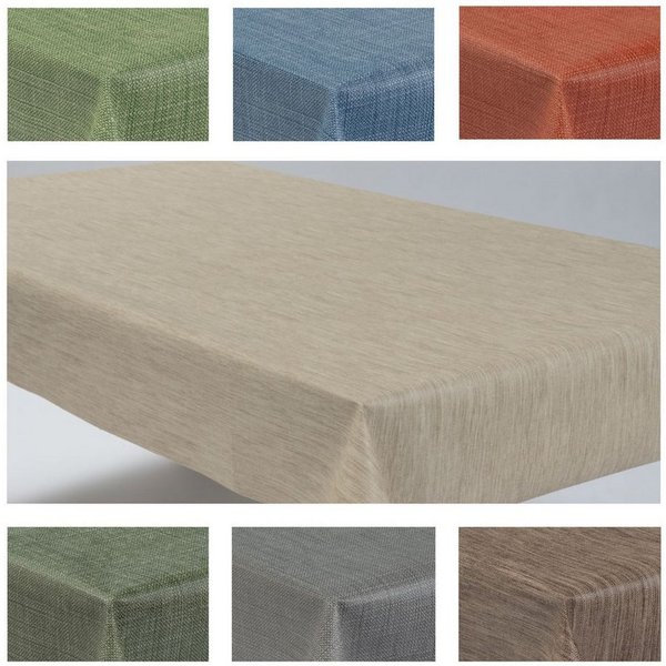 laro Tischdecke Wachstuchtischdecke Uni Leinen PVC Eckig