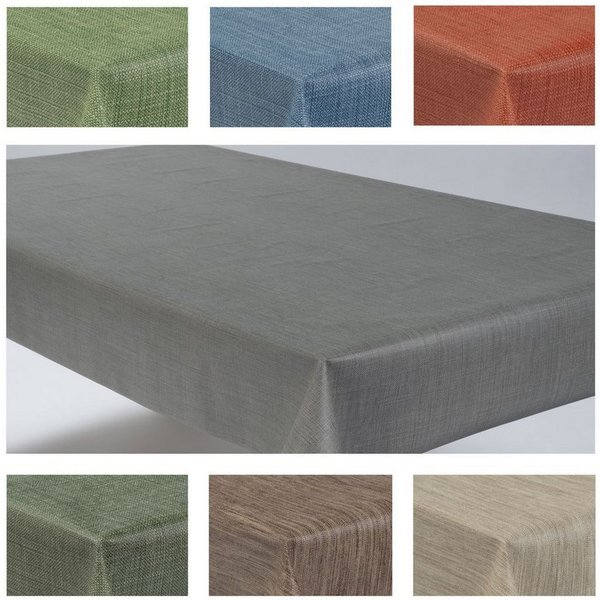 laro Tischdecke Wachstuchtischdecke Uni Leinen PVC Eckig