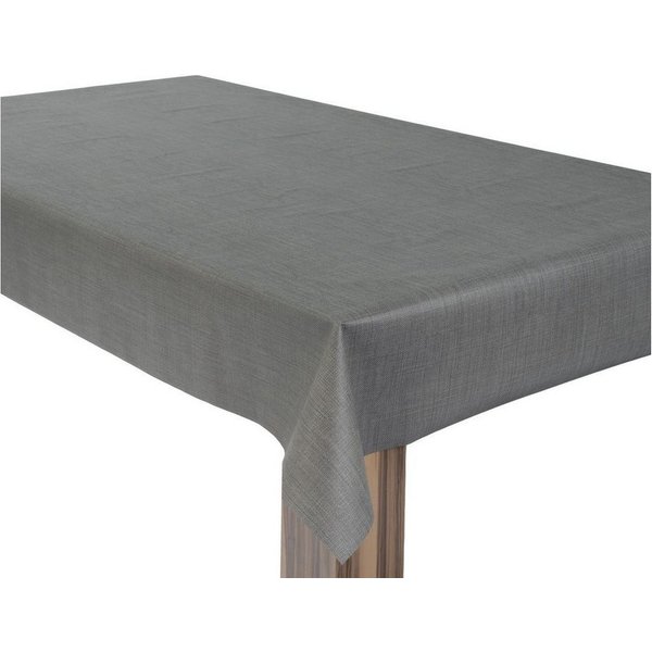 laro Tischdecke Wachstuchtischdecke Uni Stoffstruktur Grau PVC Eckig