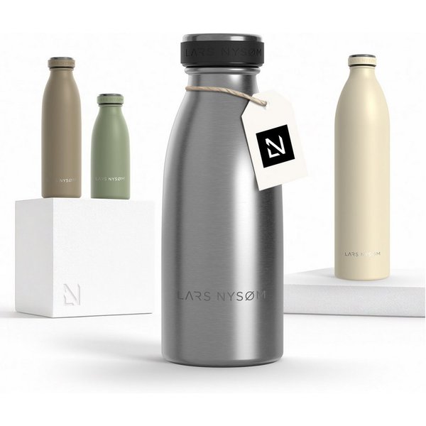 LARS NYSØM Thermoflasche Ren, Isolierflasche mit Vakuum Isolierung: 12h heiß / 24h kühl