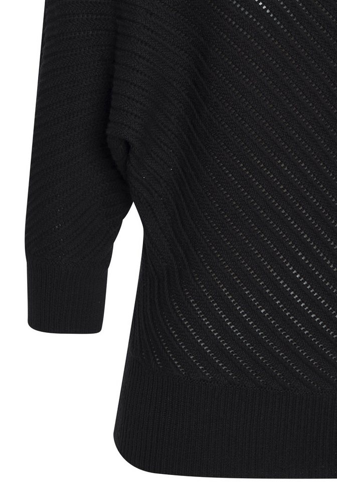 LASCANA 3/4 Arm-Pullover mit diagonalem Strickmuster Eleganter Fledermauspullover, weicher Strickpullover, bequem, Basic – Bild 5 von 5
