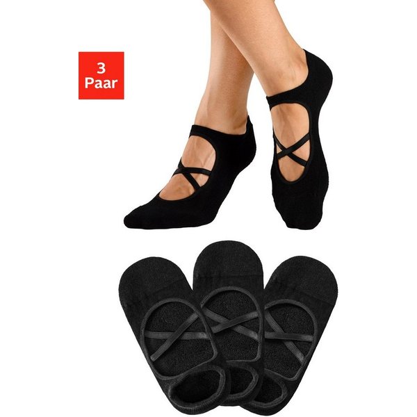 LASCANA ACTIVE Füßlinge (Packung, 3-Paar) mit elegant überkreuzten Laschen