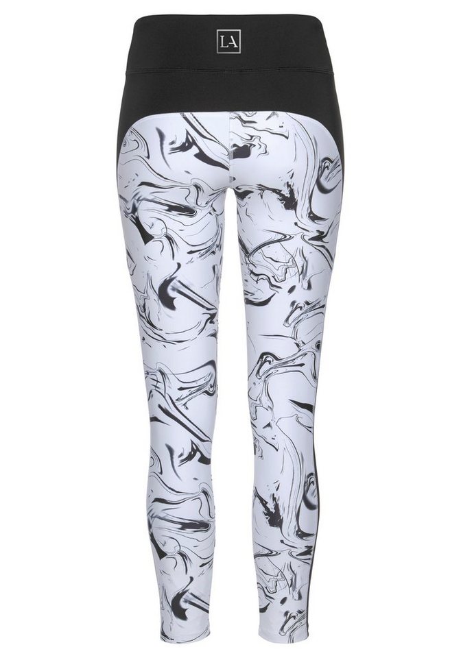 LASCANA ACTIVE Leggings White Marble im Marmor-Muster mit Seitenstreifen – Bild 4 von 5