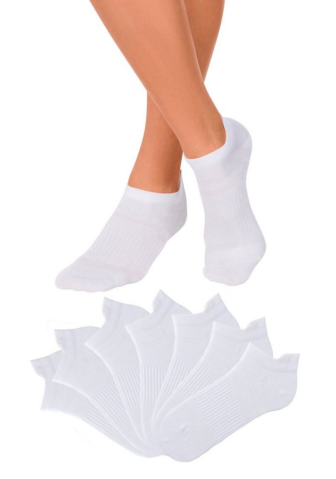 LASCANA ACTIVE Sneakersocken Damen Kurze, Niedrige Socken aus Baumwolle für Sneaker, ohne Frottee (Packung, 7-Paar, Gr. 35-38 bis 39-42) in Piqué-Optik, Mittelf – Bild 2 von 5