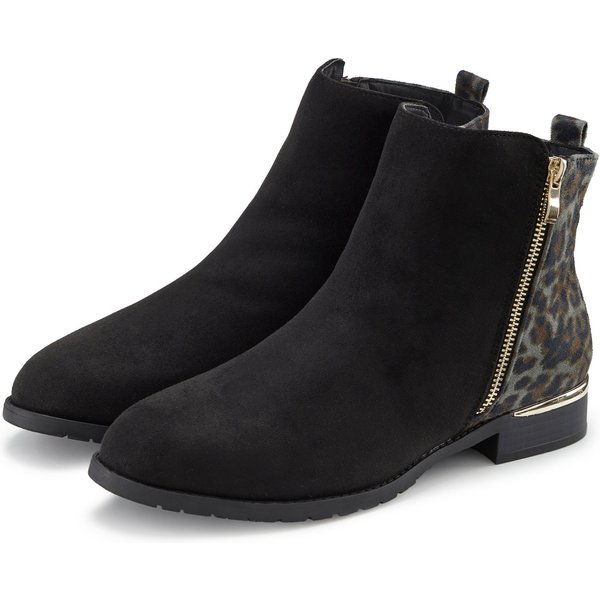 LASCANA Ankle Boots, Stiefel Stiefelette mit Leo-Print VEGAN
