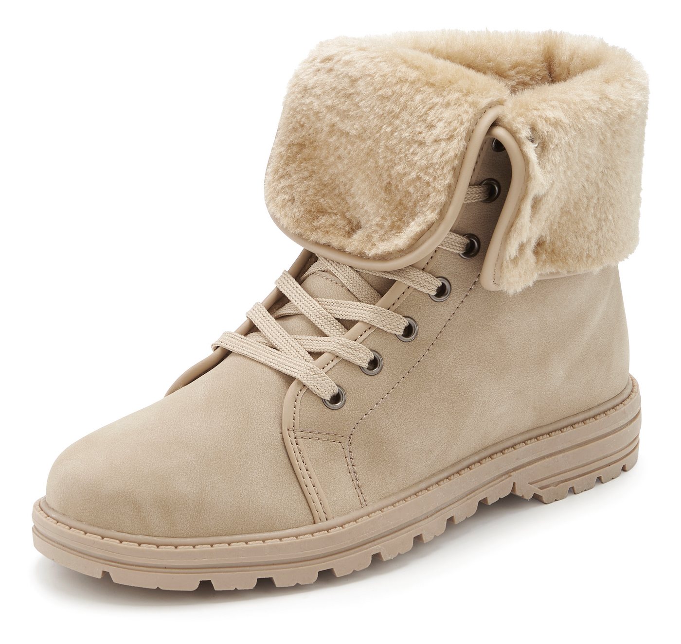 LASCANA Boots, Stiefel, Stiefelette NEU mit Fellimitat-Applikation in 2 Schafthöhen tragbar VEGAN – Bild 4 von 5
