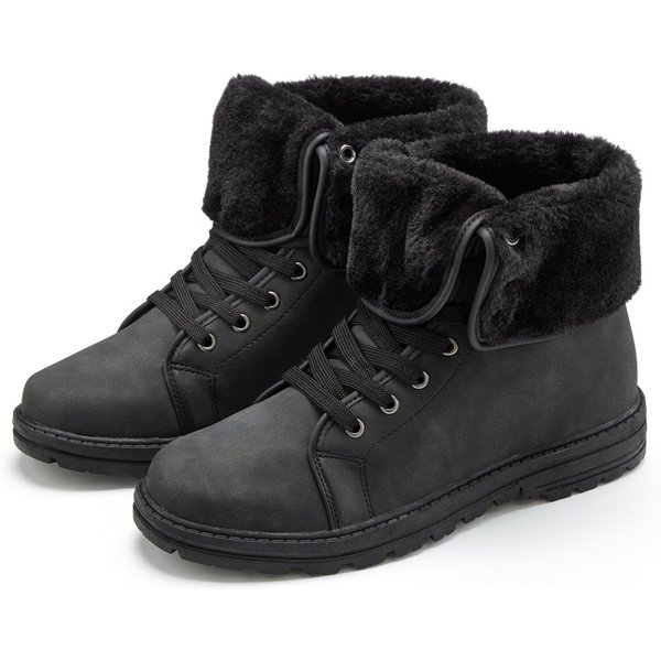 LASCANA Boots, Stiefel, Stiefelette NEU mit Fellimitat-Applikation in 2 Schafthöhen tragbar VEGAN