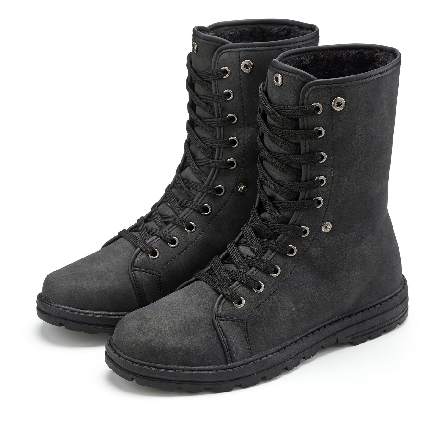 LASCANA Boots, Stiefel, Stiefelette NEU mit Fellimitat-Applikation in 2 Schafthöhen tragbar VEGAN – Bild 2 von 5