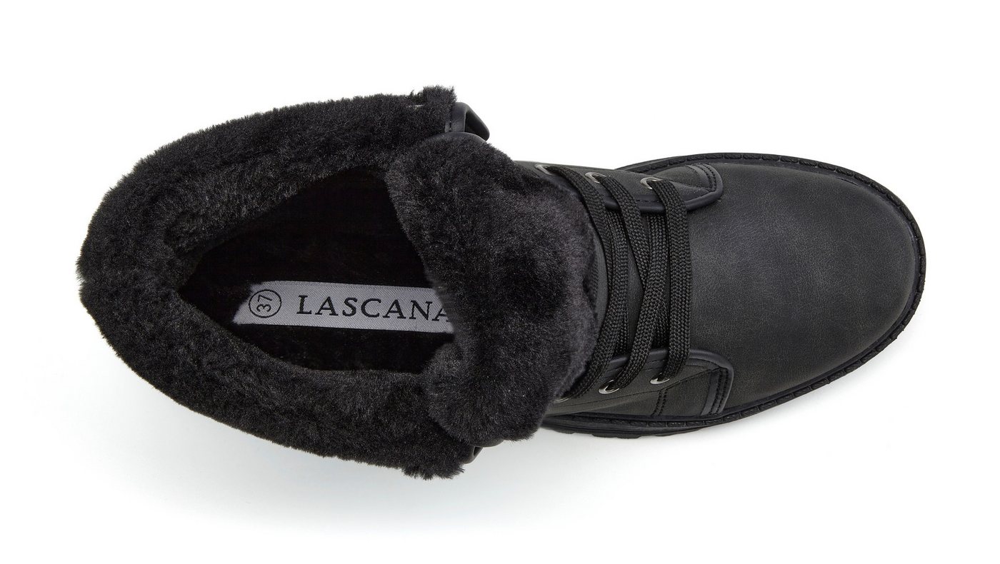 LASCANA Boots, Stiefel, Stiefelette NEU mit Fellimitat-Applikation in 2 Schafthöhen tragbar VEGAN – Bild 4 von 5
