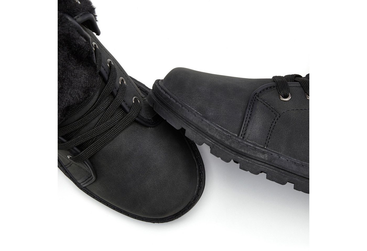 LASCANA Boots, Stiefel, Stiefelette NEU mit Fellimitat-Applikation in 2 Schafthöhen tragbar VEGAN – Bild 5 von 5