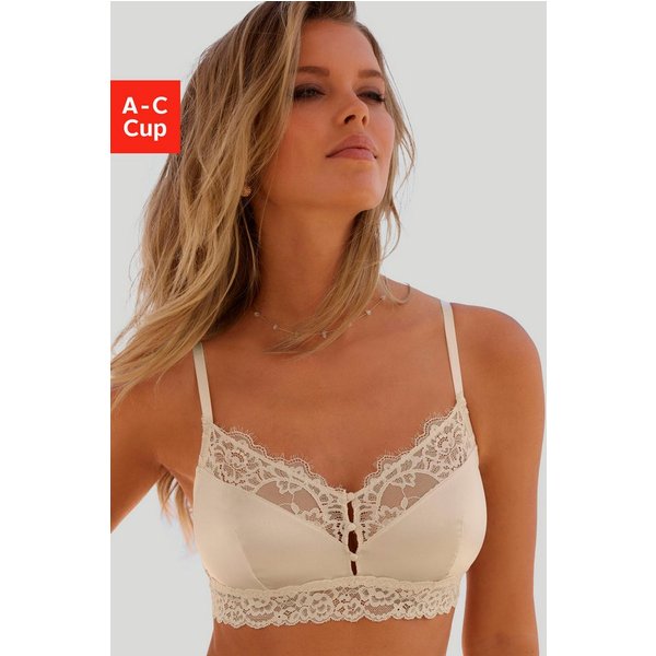 LASCANA Bralette-BH, BH ohne Bügel, bügelloser BH, mit Seide und edler Spitze, Alana als Dessous-Set kombinierbar, Dessous