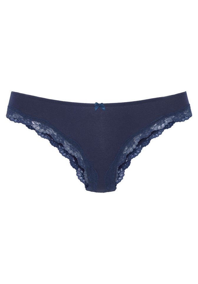 LASCANA Brasilslip (3er-Pack) aus elastischer Baumwolle mit zarter Spitze – Bild 5 von 5