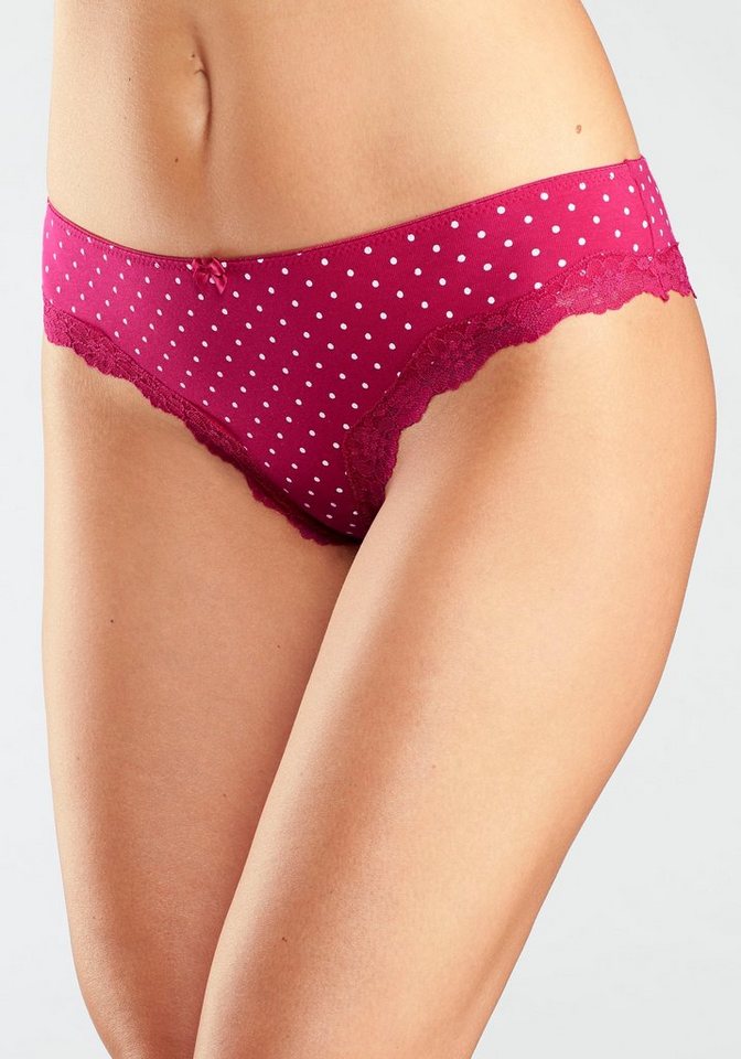 LASCANA Brasilslip (3er-Pack) aus elastischer Baumwolle mit zarter Spitze – Bild 2 von 5