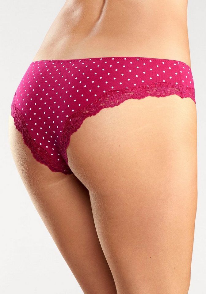 LASCANA Brasilslip (3er-Pack) aus elastischer Baumwolle mit zarter Spitze – Bild 3 von 5