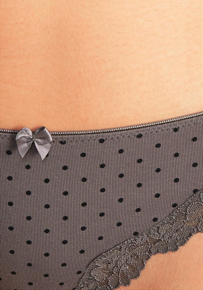 LASCANA Brasilslip (3er-Pack) aus elastischer Baumwolle mit zarter Spitze – Bild 4 von 5