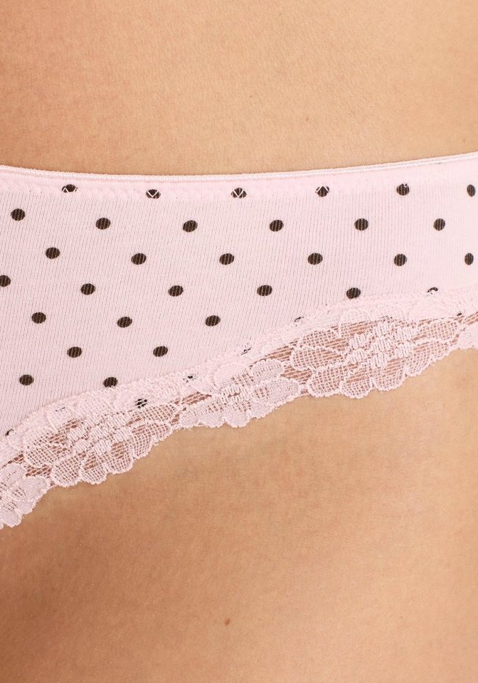 LASCANA Brasilslip (3er-Pack) aus elastischer Baumwolle mit zarter Spitze – Bild 4 von 5