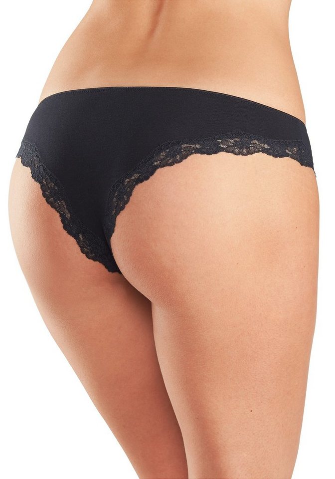 LASCANA Brasilslip (3er-Pack) aus elastischer Baumwolle mit zarter Spitze – Bild 4 von 5