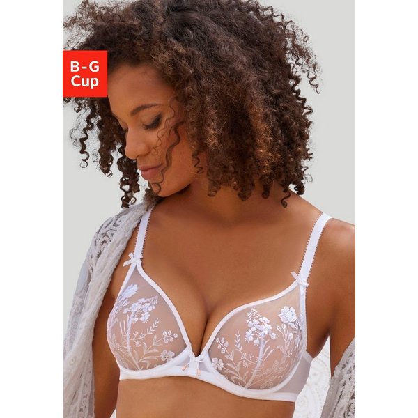 LASCANA Bügel-BH, BH mit Bügel, BH mit Blumen aus Stickereispitze, Maria als Dessous-Set kombinierbar, große Größen