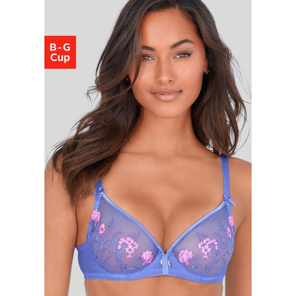LASCANA Bügel-BH, BH mit Bügel, BH mit Blumen aus Stickereispitze, Maria als Dessous-Set kombinierbar, große Größen