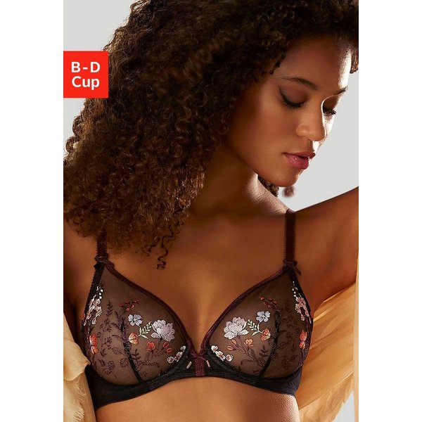 LASCANA Bügel-BH, BH mit Bügel, BH mit Blumen aus Stickereispitze, Maria als Dessous-Set kombinierbar, große Größen
