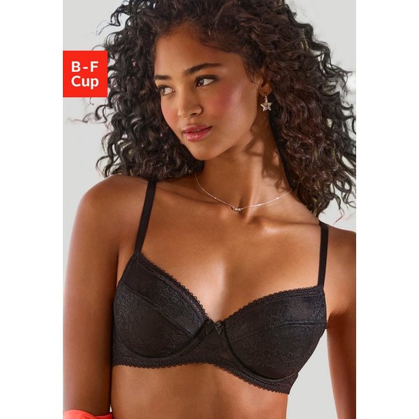 LASCANA Bügel-BH, BH mit Bügel, Spitzen-BH als Dessous-Set kombinierbar, aus feiner Jacquardspitze, sexy Dessous