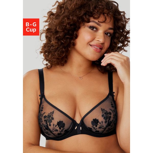 LASCANA Bügel-BH, BH mit Bügel, BH mit Blumen aus Stickereispitze, Maria als Dessous-Set kombinierbar, große Größen