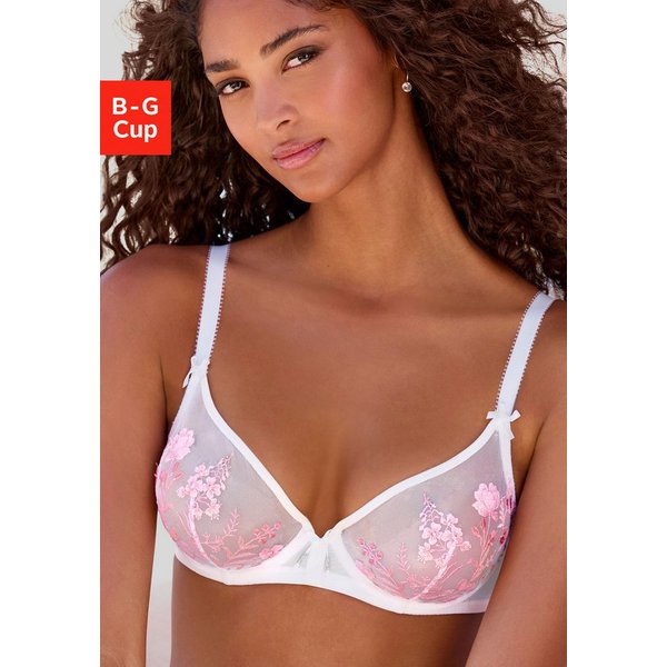 LASCANA Bügel-BH, BH mit Bügel, BH mit Blumen aus Stickereispitze, Maria als Dessous-Set kombinierbar, große Größen