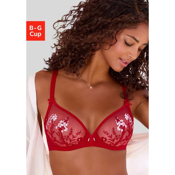 LASCANA Bügel-BH, BH mit Bügel, BH mit Blumen aus Stickereispitze, Maria als Dessous-Set kombinierbar, große Größen