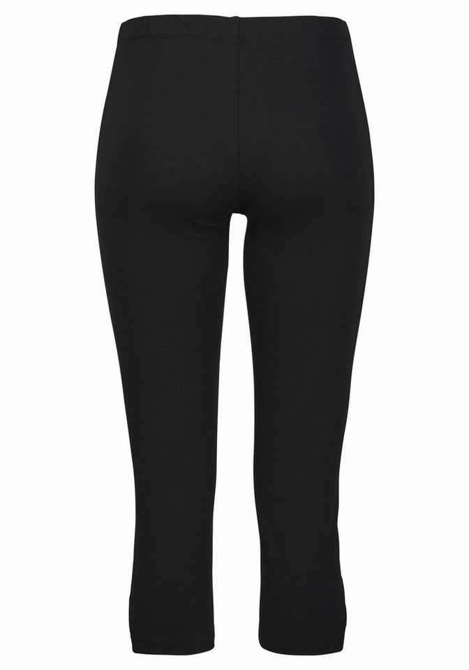 LASCANA Caprileggings aus elastischer, bequemer Baumwollmischung mit Cut-outs am Saum, 3/4-Länge, Basic, Sommerhose, Schlupfhose – Bild 3 von 5