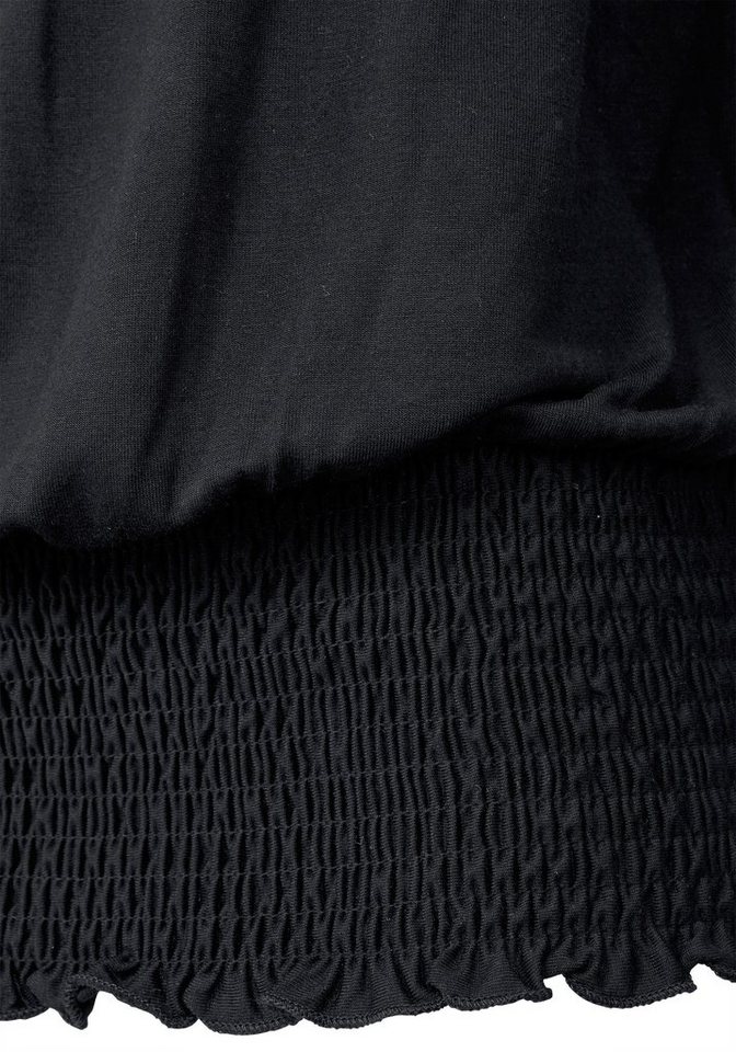 LASCANA Carmenshirt mit 3/4-Ärmeln, Blusenshirt mit Bindeband und Gummizug – Bild 5 von 5