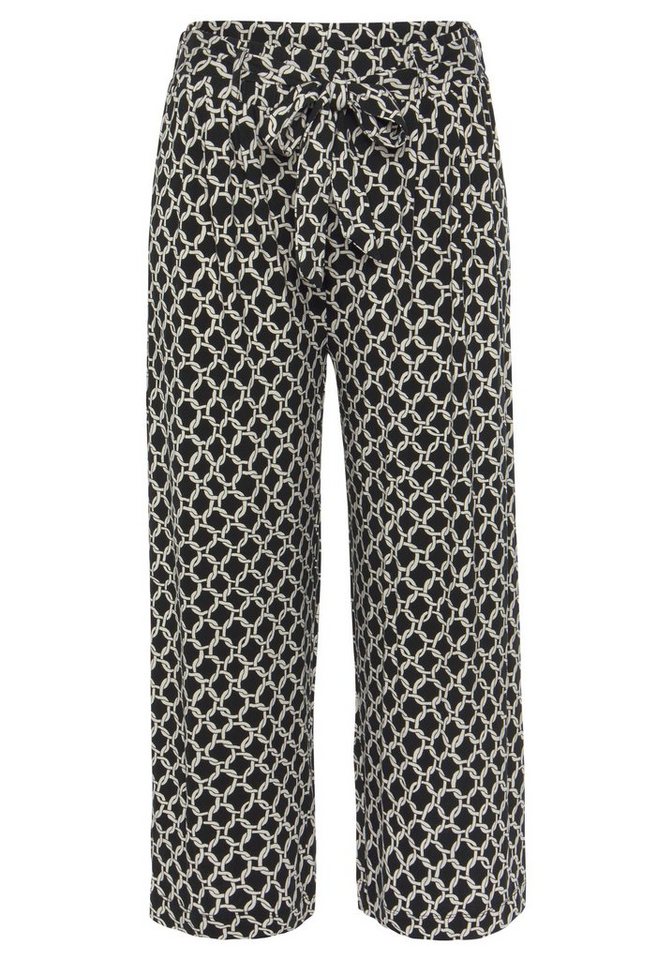 LASCANA Culotte mit luftig-weitem Bein (mit Bindegürtel) Alloverdruck, 7/8-Hose, Jerseyhose, leichte Sommerhose, Schlupfhose – Bild 2 von 5