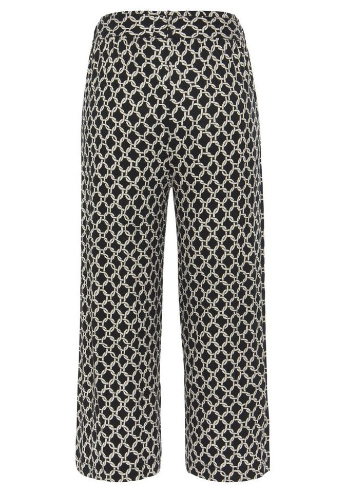 LASCANA Culotte mit luftig-weitem Bein (mit Bindegürtel) Alloverdruck, 7/8-Hose, Jerseyhose, leichte Sommerhose, Schlupfhose – Bild 4 von 5