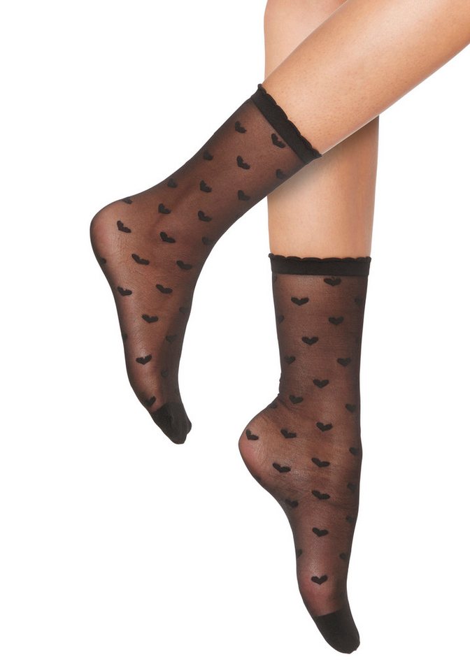 LASCANA Feinsöckchen Transparente Nylon Socken, Damen Feinstrümpfe, für Alltag und Büro (Packung, 3-Paar, Gr. 35-42) transparent und gemustert – Bild 2 von 5