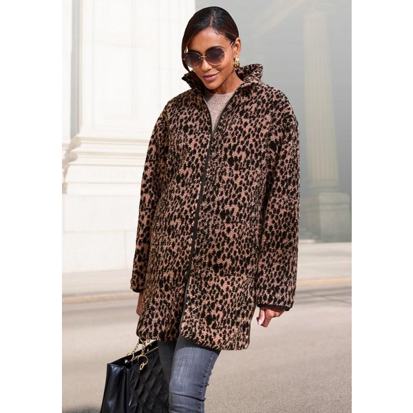 LASCANA Fleecejacke mit elegentem Leomuster