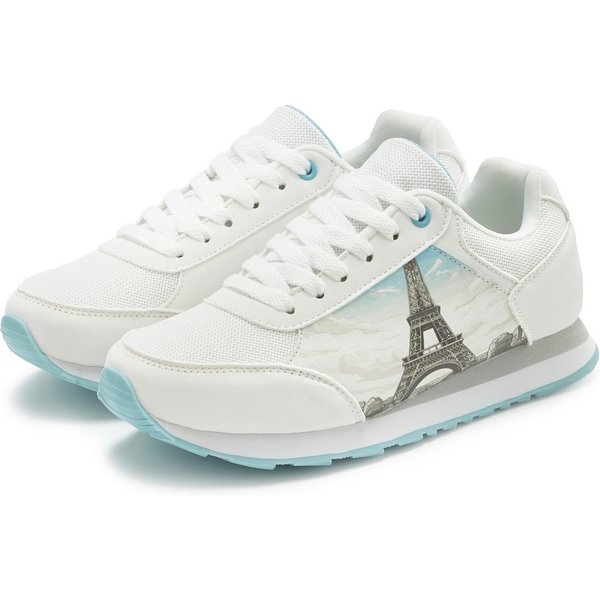 LASCANA Freizeitschuh, Schnürhalbschuh, Sneaker mit raffiniertem Städte-Druck und herausnehmbarer Innensohle