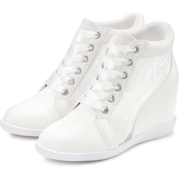 LASCANA Freizeitschuh, Halbschuh, Keilstiefelette, Sneaker, Stiefelette mit innenliegendem Keilabsatz und eleganten Spitzendetails
