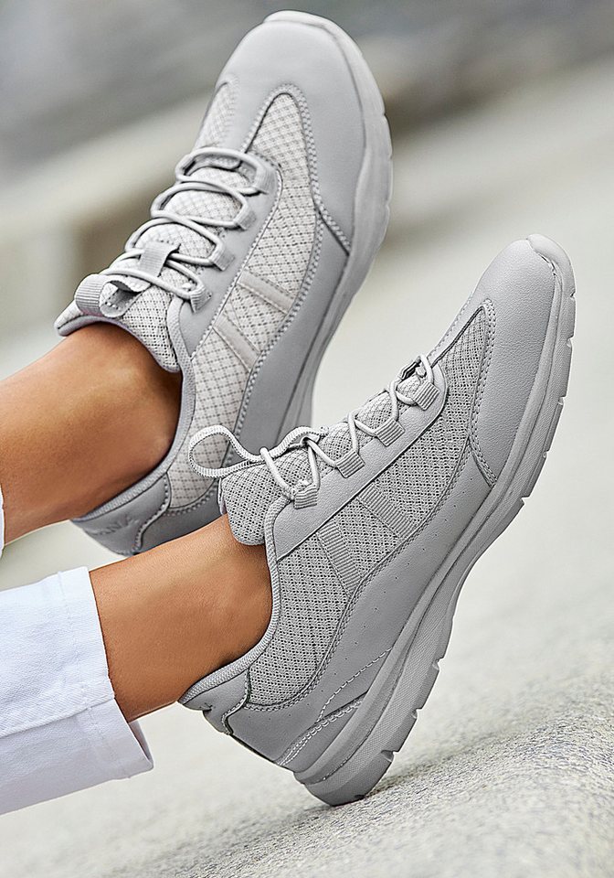 LASCANA Freizeitschuh, Halbschuh, Turnschuhe, Slip-On-Sneaker, Sneaker zum Reinschlüpfen mit elastischen Schnürbändern VEGAN – Bild 3 von 5