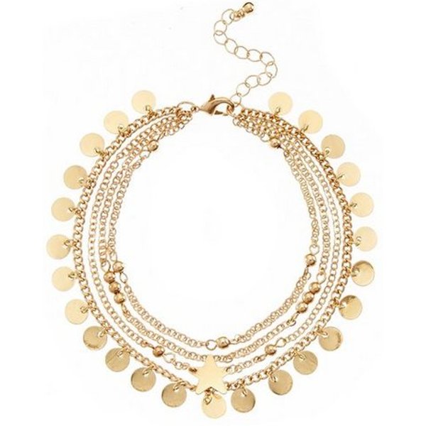 LASCANA Fußkette mit Anhänger Boho Layer Look, Mehrreihige Fußkette, Fußketten Set, Fußkettchen mit Anhänger