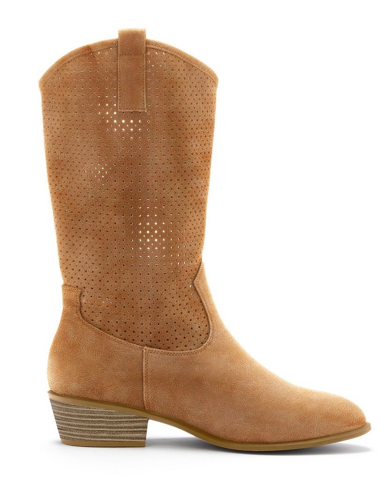 LASCANA Herbst Boots, Ankle Stiefelette, Schlupfstiefel, Cowboy-Stiefel, Westernstiefel mit kleinen Cut-Outs im Cowboy-Look – Bild 4 von 5