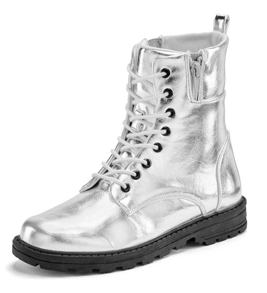 LASCANA Herbststiefelette, Boots, Stiefel, Stiefelette im angesagten Metallic-Look VEGAN – Bild 3 von 5