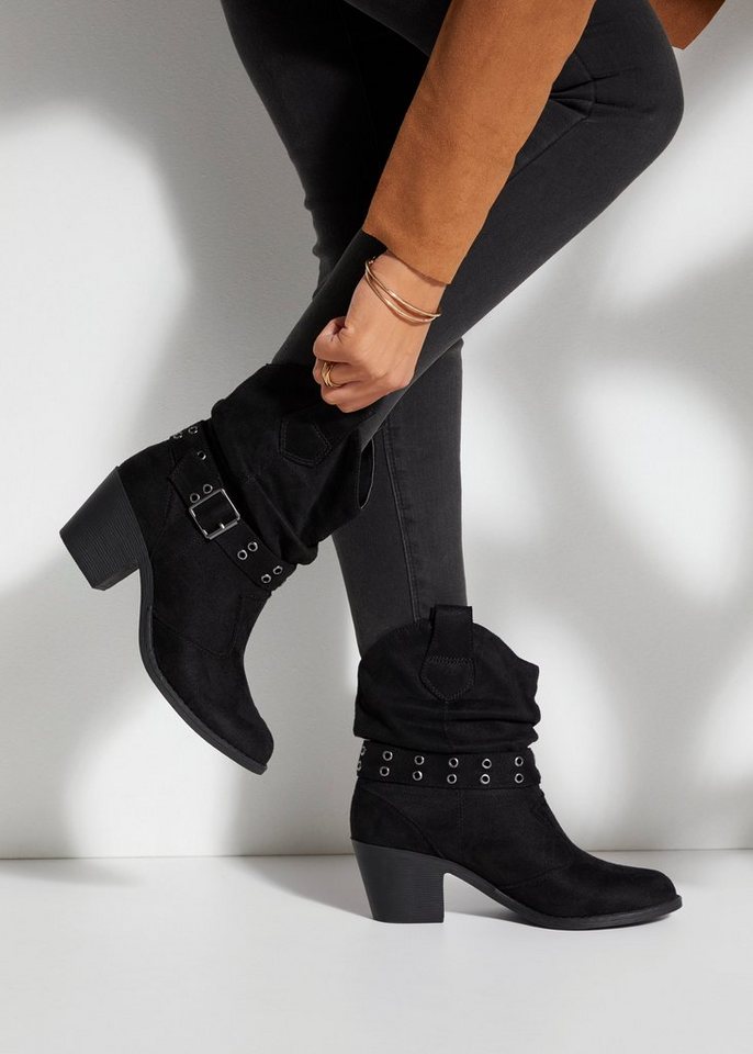 LASCANA Herbststiefelette, Cowboy Stiefelette Cowboy Boots, Western Stiefelette, Ankleboots VEGAN – Bild 2 von 5