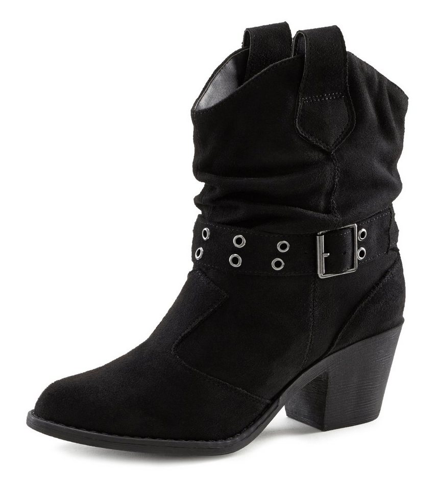 LASCANA Herbststiefelette, Cowboy Stiefelette Cowboy Boots, Western Stiefelette, Ankleboots VEGAN – Bild 3 von 5