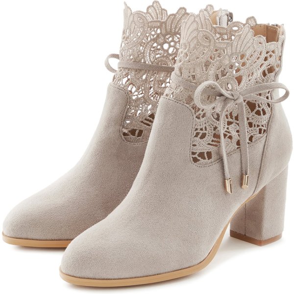 LASCANA Herbststiefelette, Ankle Boot, Stiefel, High-Heel-Stiefelette mit modischer Spitze und bequemen Blockabsatz