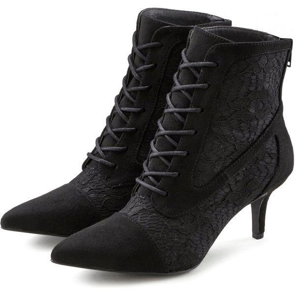 LASCANA Herbststiefelette, Stiefel, Schnürstiefelette in sexy Spitzen Optik