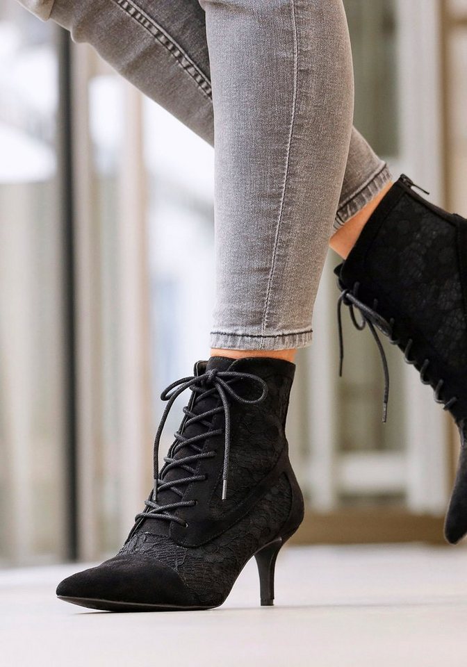 LASCANA Herbststiefelette, Stiefel, Schnürstiefelette in sexy Spitzen Optik – Bild 2 von 5