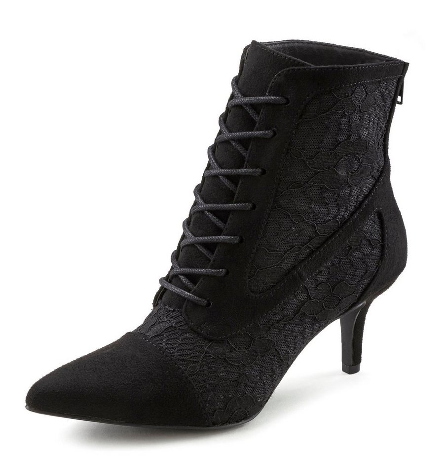 LASCANA Herbststiefelette, Stiefel, Schnürstiefelette in sexy Spitzen Optik – Bild 3 von 5